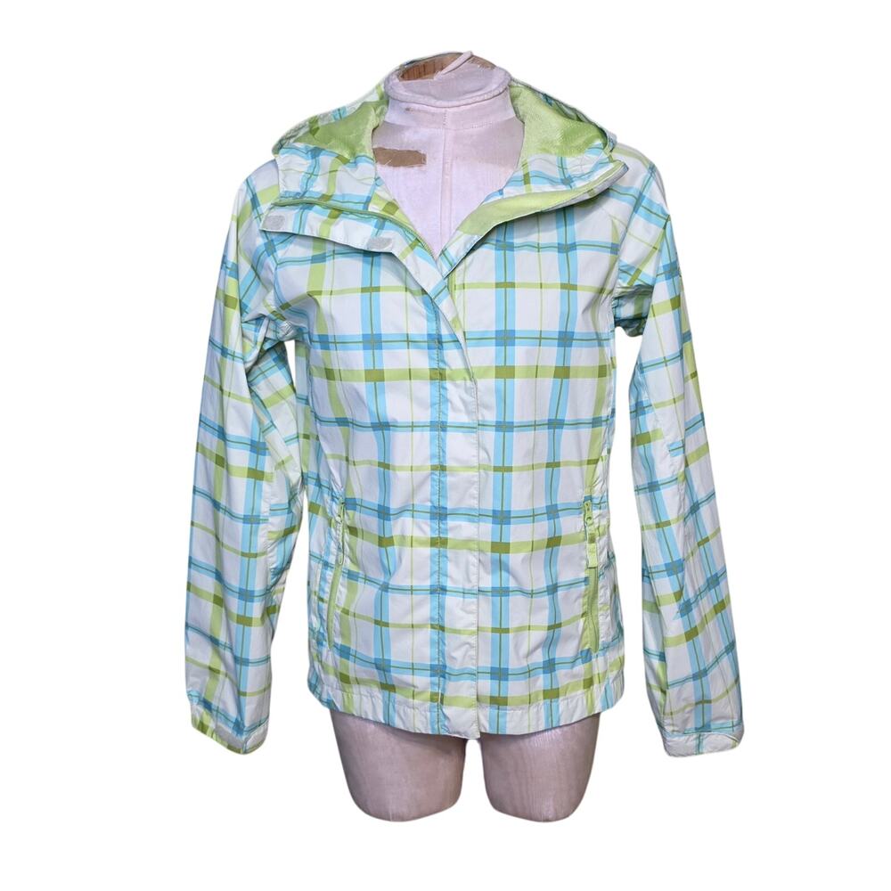 Columbia Omnishield Plaid Mesh Lined Waterproof Rain Jacket girls Size 14/16